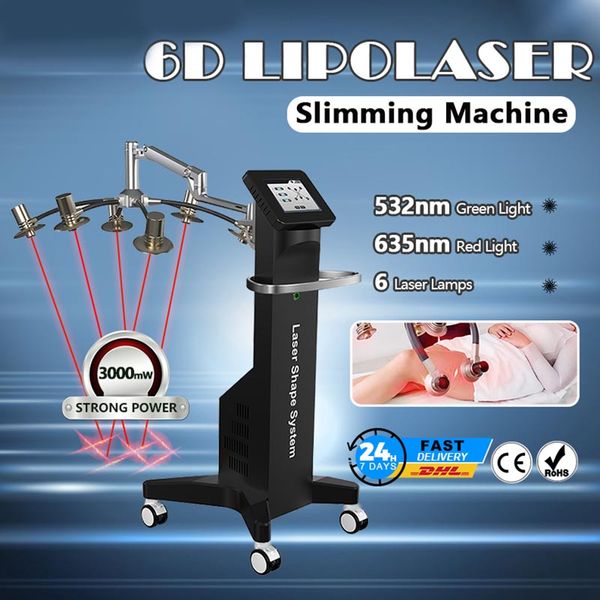 

6d minceur machine 532nm cool lipo laser lipolaser lazer reshape body line 635nm green color and red weight loss device