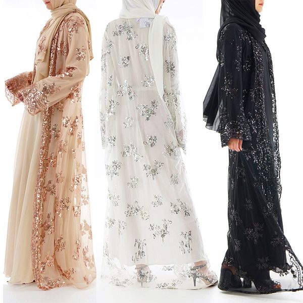 

ethnic clothing high density sequin embroidery middle east dress muslim women's long skirt coat, Red