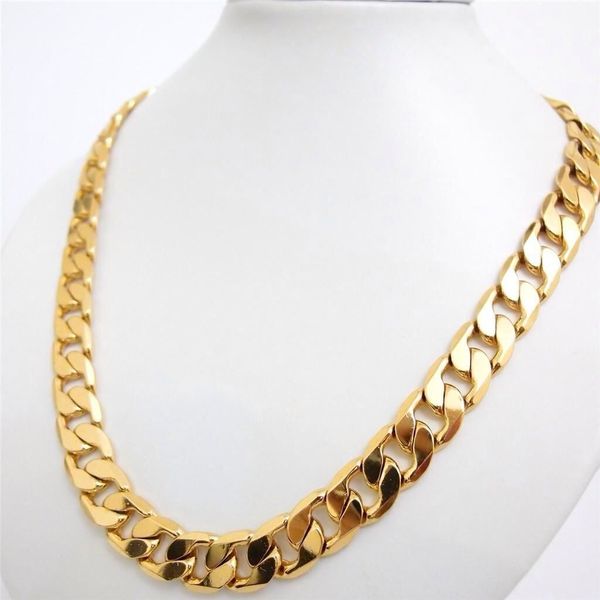 

heavy 24k yellow solid gold gf men's necklace chain xmas gift son dad 12mm 600mm, Silver