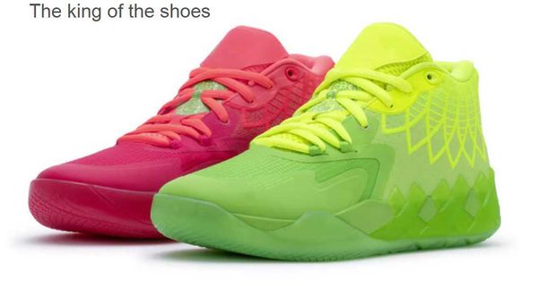 

mb1 rick and morty men women basketball shoes with box 2022 lamelo ball mb01 queen city green purple black red grey sport shoe