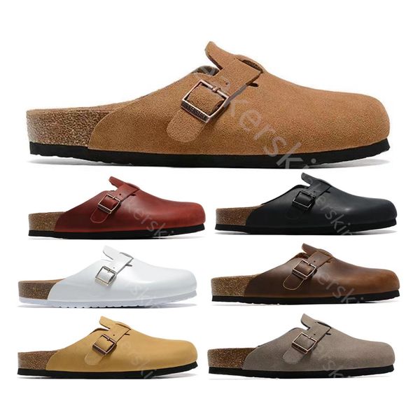 

new designer boston summer cork flat slippers fashion designs leather slippers favourite beach sandals casual shoes 35-46, Black
