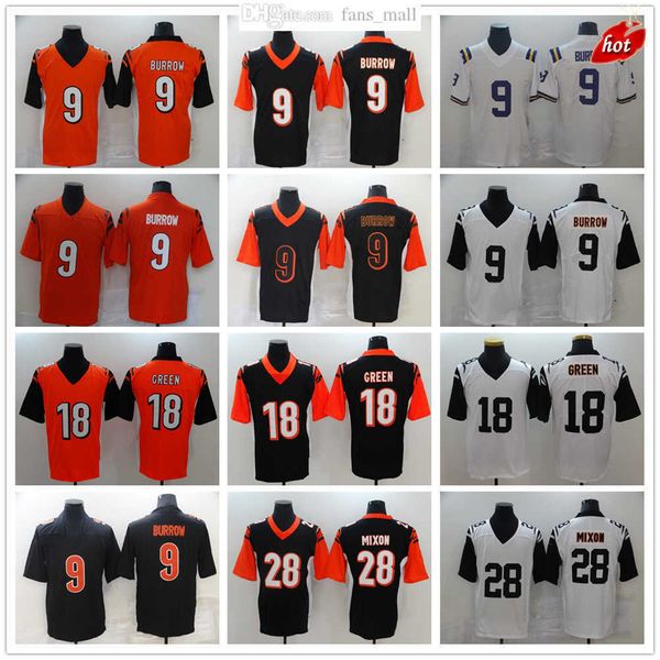 

football cincinnati''bengals''new jerseys joe burrow mixon green stitched jersey''nfl 2023, Black;red