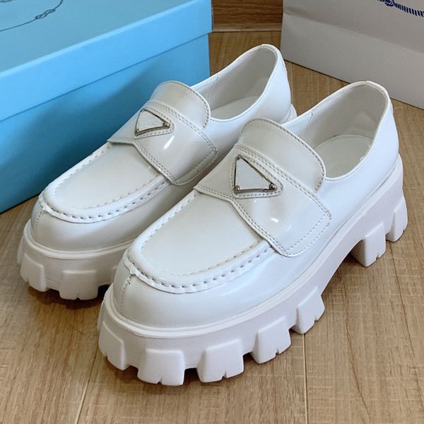 

women classic casual flat triangle microlabel luxury loafers white leather shoes are comfortable and soft dress shoes, Black
