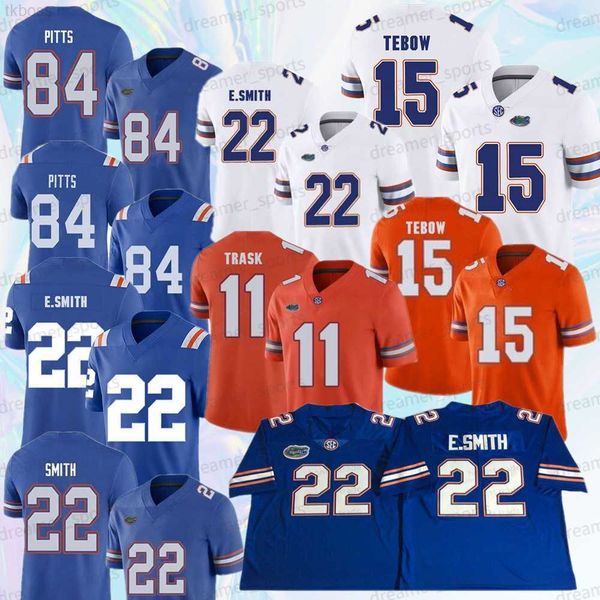 

american college football wear football jersey ncaa florida gators 22 emmitt smith 84 kyle pitts 15 tim tebow white 11 kyle trask orange men, Black