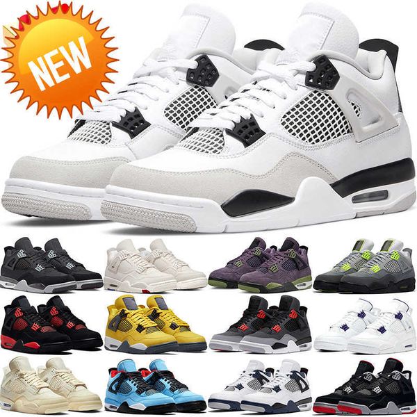 

low 4 retro basketball shoe 4s military black blank canvas university blue white cement sail back cat mens trainer outdoor sports sneakers