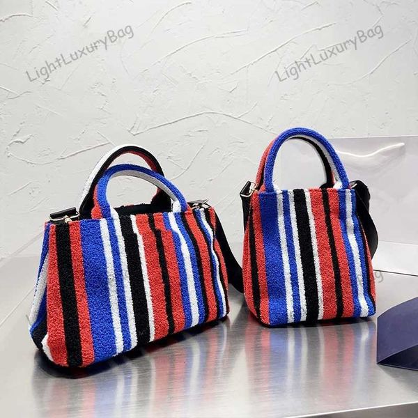 

shopping bag luxury mirror quality crossbody shoulder tote fashion multi-color stripe wallet tweed handbag women classic female purses221211