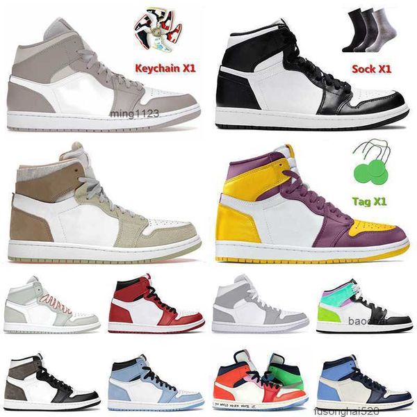 

2023 casual high jumpman 1 1s mens basketball shoes mid linen black white olive aura brotherhood atomic orange women sneaekrs trainers air b
