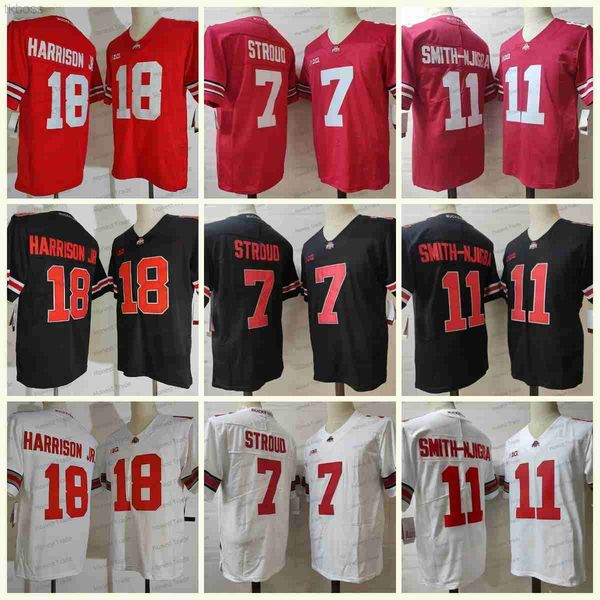 

american college football wear football jersey ohio state buckeyes 18 marvin harrison jr. 11 smith-njicba 7 c.j. stroud red white black mens