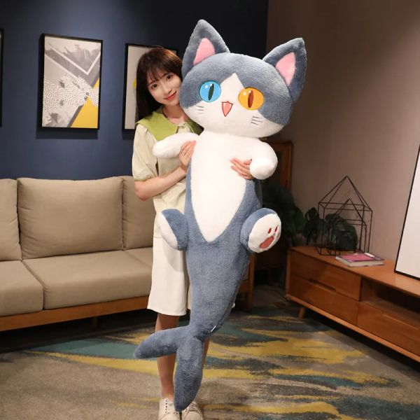 

Shark Cute Cat Plush Toy Big Soft Animal Sharks Whale Doll Sleeping Pillow for Girl Kids Christmas Gift Decoration 135cm 53inch s, Gray