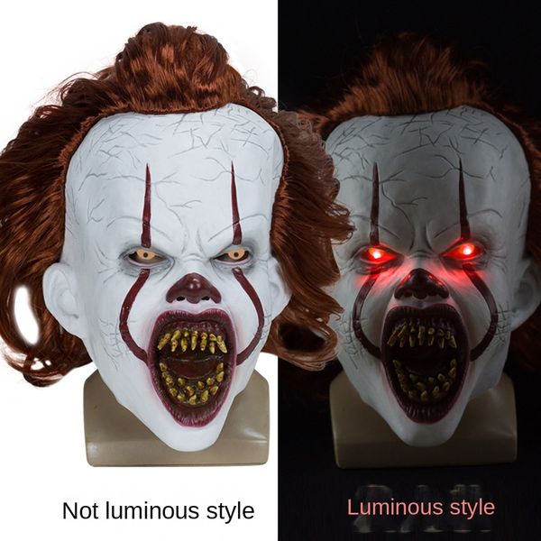 

clown back to life 2 latex luminescent cosplay mask christmas halloween terror led wig, Black