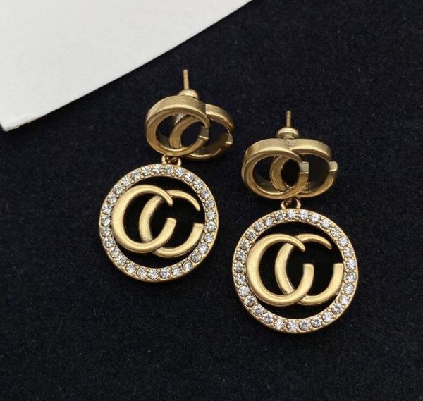 

classic designer rhinestone letter dangle earrings for fashion women party jewelry gift, Silver