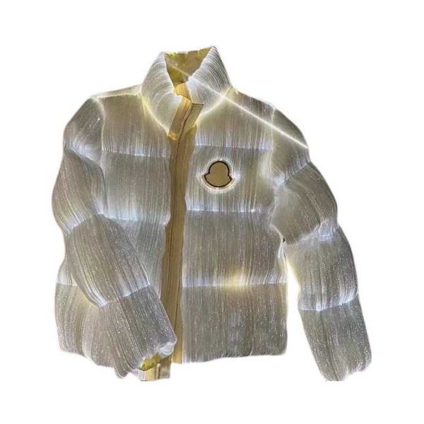 

new co-branded badge tag luminous men's down jacket stand collar high street fashion super warm jacket men, Black