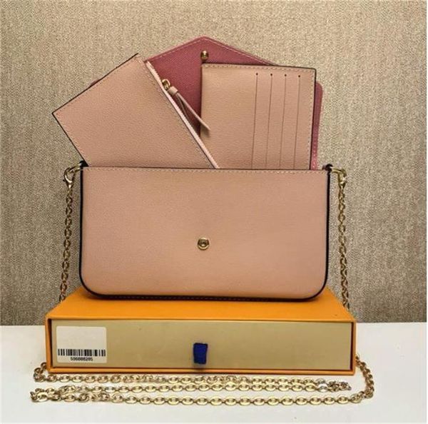 

2022 evening bags multi felicie pochette women chain bags wallet messenger leather handbags box