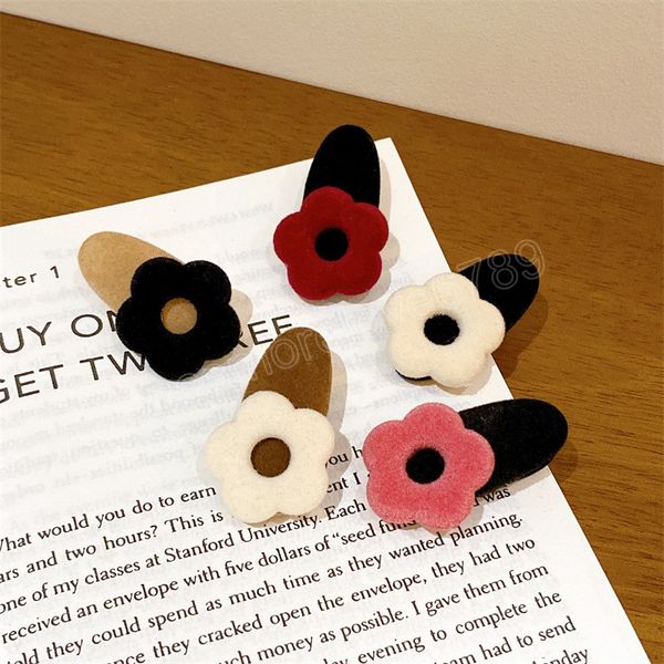 

fashion flocking flower hairpin barrettes small flower velvet bangs side hair clip hair accessories cute headwear, Golden;silver