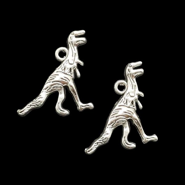 

100pcs/pack dinosaur tyrannosaurus pendants charms for jewelry making necklaces earrings bracelets tibetan silver antique diy handmade craft, Bronze;silver