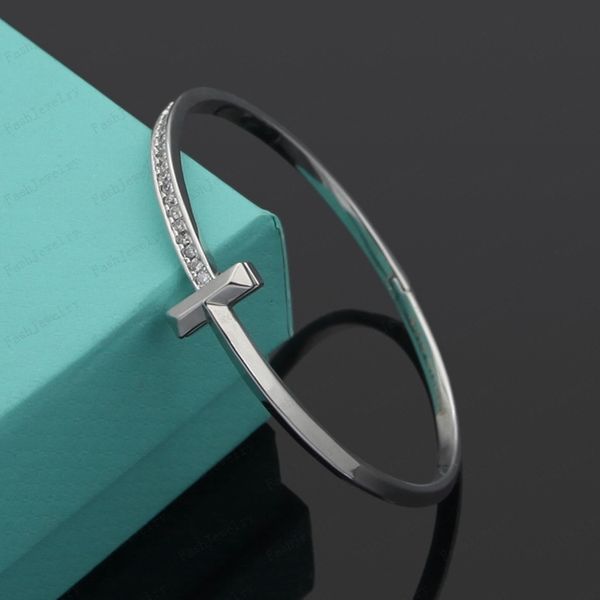 

single row diamond gold bracelet luxury designer monogram narrow bracelet diamond 18k plated 925 stainless steel wedding lover gift with box, Black