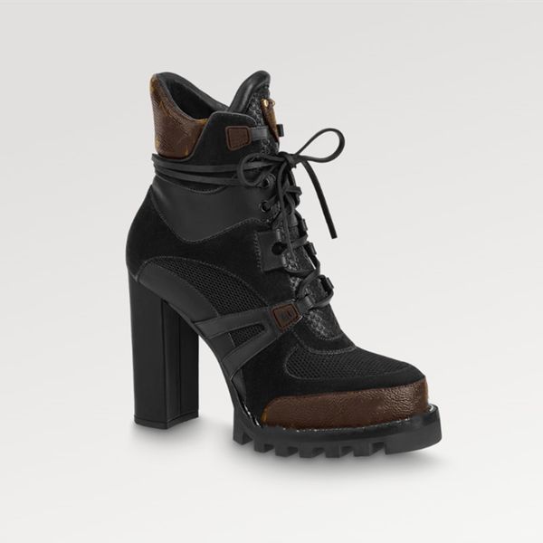 

new explosion women's boots shoe star trail ankle boot 1aabit booties mix materials sneaker suede calf leather technical mesh design sp, Black