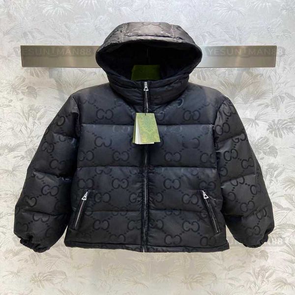 

womans designer ggity down jacket autumn and winter mens womens puffer jackets coat double g printing lapel hooded zipper casual parka, Black