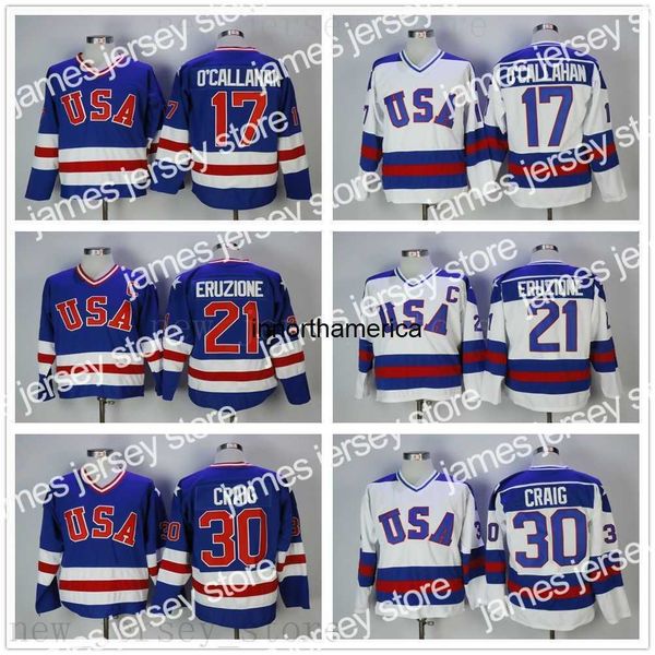 

hockey jerseys vintage 1980 usa ice hockey 21 mike eruzione jerseys mens college 17 jack ocallahan 30 jim craig stitched team color blue awa, Black