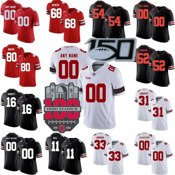 

american college football wear football jersey custom s-6xl ncaa ohio state buckeyes 44 j.t. tuimoloau 33 jack sawyer 4 julian fleming 77 pa, Black
