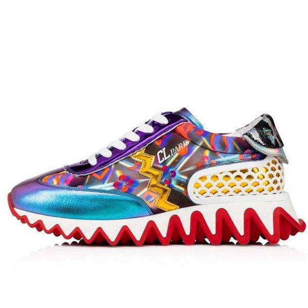 

22s comfortable dress shoes loubishark donna low casual shoes calfskin matte spikes lace-up shark tooth rubber soles fashion shoes281l, Black