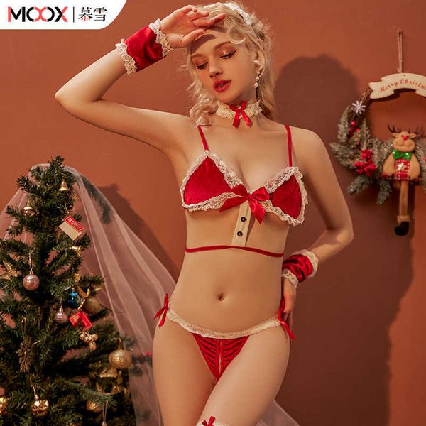 

toy massager 1173 muxue funny lingerie red christmas suit midnight charming seduction maid uniform flirting bed