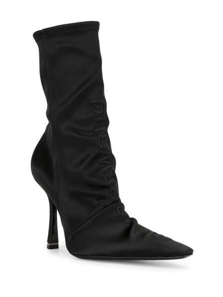 

designer boots women shoes luxury black leather and satin vanna pointed boots eu35-40 with box party dresses