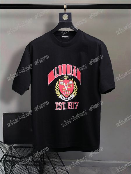 

xinxinbuy men designer tee t shirt scissors paris letters 1917 print short sleeve cotton women blue apricot black xs-l, Black;brown