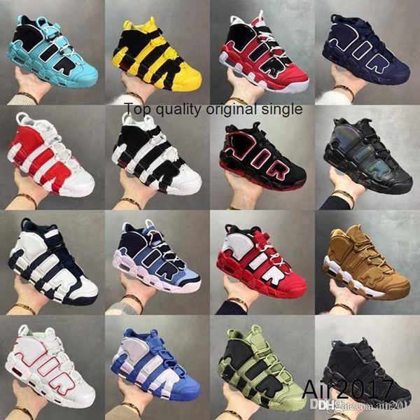 

shoe mens women more uptempos scottie pippen basketball shoes varsity red green black bulls hoops pack unc trainers premium wheat