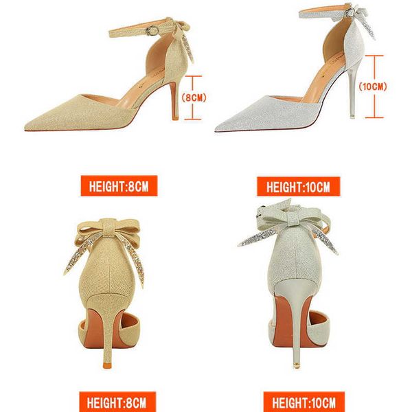 

sandals bigtree shoes sequin cloth women high heels bow 2023 new summer pointed toe ladies heeled t230103, Black