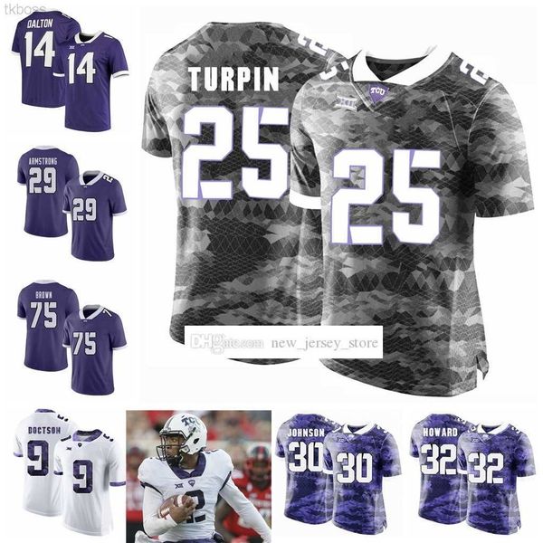 

american college football wear football jersey ncaa custom tcu horned frogs stitched 18 jalen reagor 15 max duggan 24 darwin barlow 12 foste, Black
