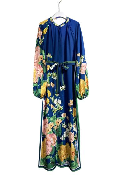 

spring 2023 new temperament crew neck print long dress fashion, Black;gray