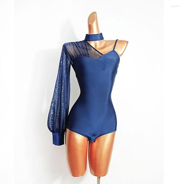 

stage wear one side shoulder callor design latin dance bodysuit performance dancing costume d596 women dress, Black;red