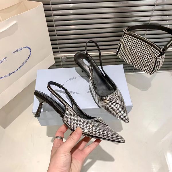 

luxury satin platform pointed toe sandals with crystals sandalsss with slippers sandalss upper withs fashion women's shoes, Black
