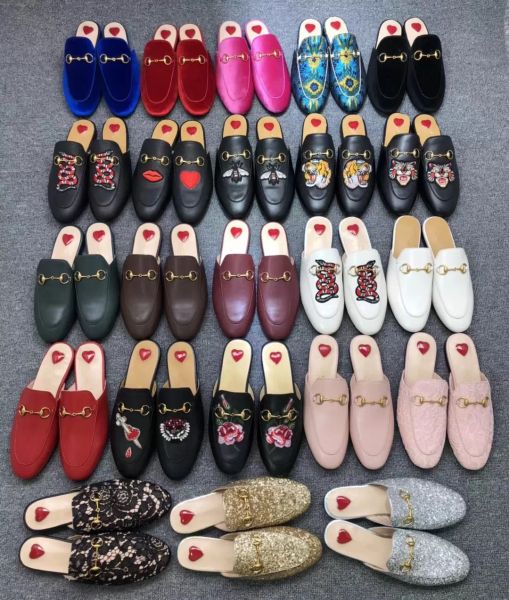 

100% leather men slippers soft cowhide lazy women shoes metal black buckle beach mules princetown classic lady large size 35-46 suq