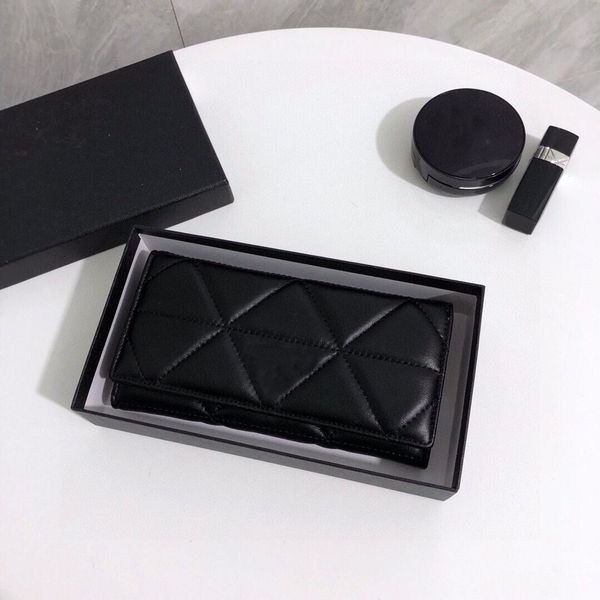 

sheepskin luxury wallet designer purses card holder womens genuine leather long classic black wallets carry around women pocket single zippe, Red;black