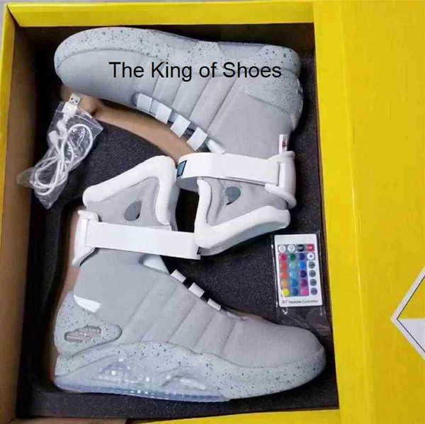 

2023 new mag back to the future led boots glow in the dark lighting grey sneakers size -12, Black