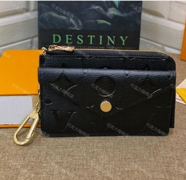 

aaaaa quality women zipper credit card holder lu black embossing wallets coin purse pouch canvas leather empreinte recto verso wallet pocket, Red;black