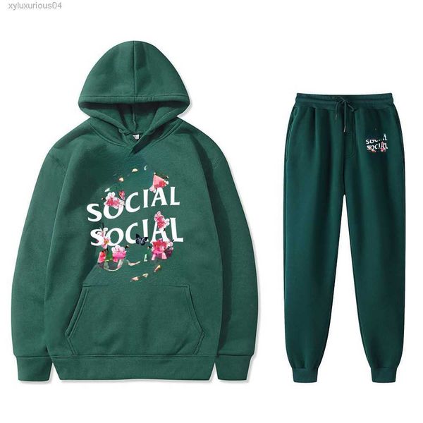

2022 fashion design brand assc hoodie two-piece set crooked peach print men and women loose couple sweater, Black