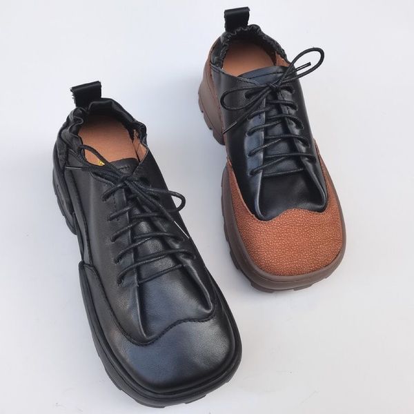 

new pure handmade shoes cake thick soled women's high heels cowhide designers small number of single stitch vintage british style 35-41, Red;white