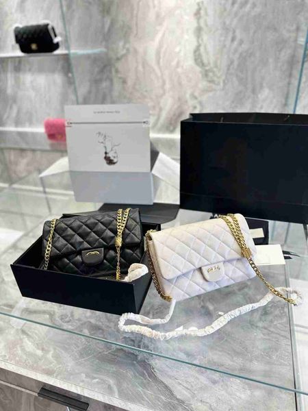 

22k autumn and winter new style small fragrance gold pillar adjusting button cf one shoulder cross body diamond lattice chain bag