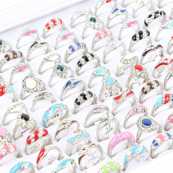 

20pcs/lot fashion jewellery stainless steel cluster ring for women simple cartoon party gifts, Golden;silver
