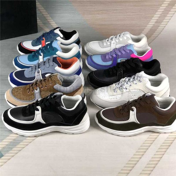 

channel shoes excellent retro vintage suede casual shoes men women calfskin designer sneakers fashion increasing platform shoe leather train