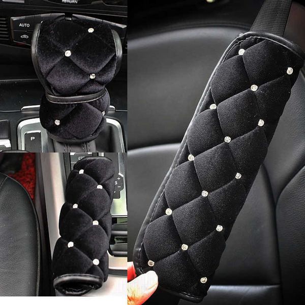 

safety belts accessories cute soft plush car sefety seat belt cover shoulder pad crystal handbrake gear shifter cover car styling interior a