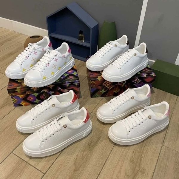 

fashion time out calfskin leather sneaker women casual shoes blue multi white pink embossed open back fuchsia khaki green sole printed luxur, Black