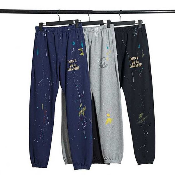 

fashion galleryes casual pants dept hand-painted ink splashing graffiti high street loose leggings guard men's women's, Black