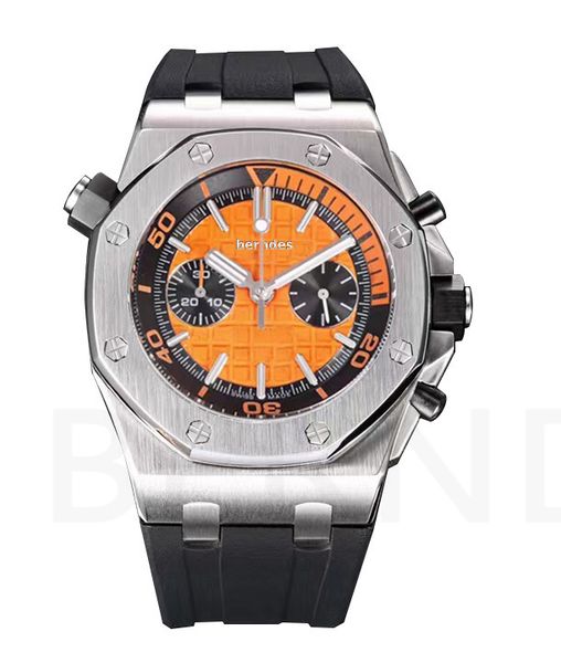 

classic men's watch quartz movement silicone strap rotary watch inner ring sapphire glass suitable for diving, Slivery;brown