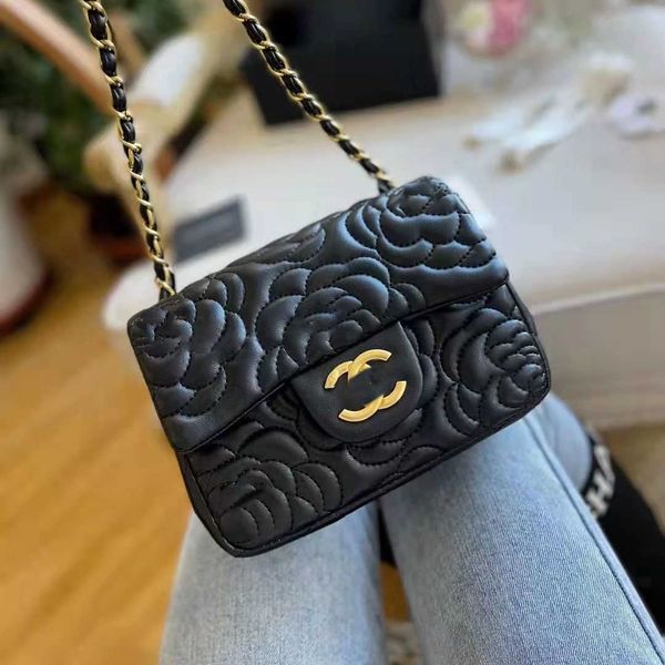 

designer channel bag high appearance small xiangling lattice chain single shoulder diagonal net red lady full package folding box black