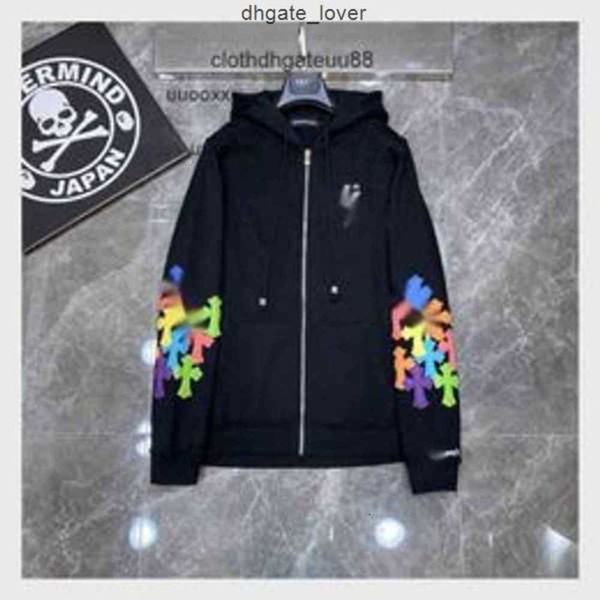 

dik6 men's hoodies sweatshirts designer hearts hoodie chromes mens hoody clothing womens heart hooded ch cross flower arm front printed, Black