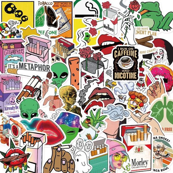 

50pcs weed stickers smoking cool stickers vape funny characters leaves waterproof skateboard guitar motorcycle notebook suitcase graffiti di